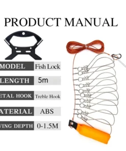 Alternative view of 5M Fishing Lock Fish Buckle Tools Fishing Lock Buckle with Reel Stainless Steel Lanyard Fish Lock Belt Fishing Tackle Stringer