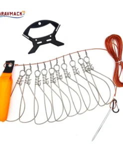 5M Fishing Lock Fish Buckle Tools Fishing Lock Buckle with Reel Stainless Steel Lanyard Fish Lock Belt Fishing Tackle Stringer