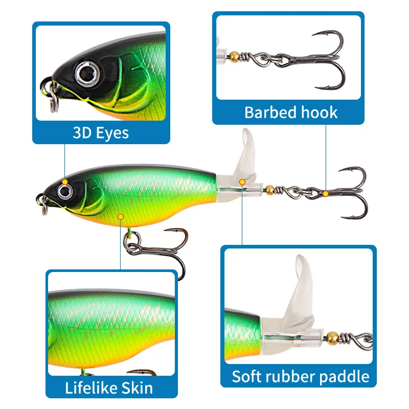 1Pcs 9.2cm 6g Topwater Top Water Fishing Lure Trolling Catfish Artificial Hard Bait with Soft Rotating Tail Fishing Tackle - Image 3