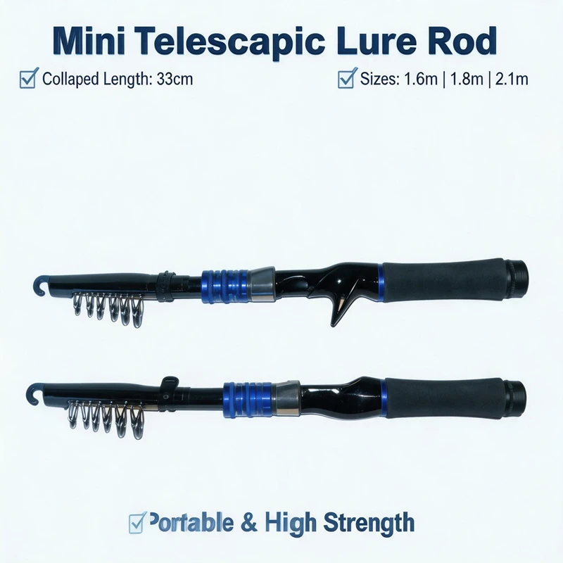 Telescopic Fishing Rod Hard Action Telescopic Spinning Rod Casting Rod Portable Baitcasting Lure Pole for Bass Trout - Image 3