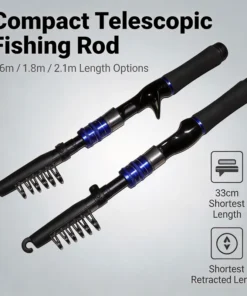 Telescopic Fishing Rod Hard Action Telescopic Spinning Rod Casting Rod Portable Baitcasting Lure Pole for Bass Trout