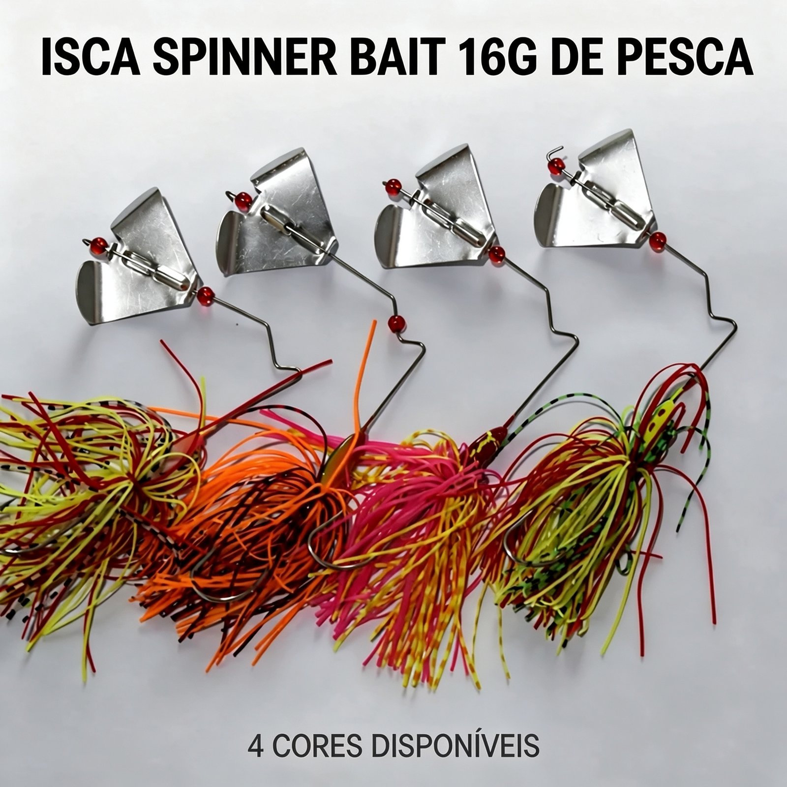 Isca Buzzbait/Spinnerbait 16g (1/2oz) com Lâmina de Metal e Cabeça Jig com Saia, para Bass, Lúcio e Truta, Água Doce e Salgada